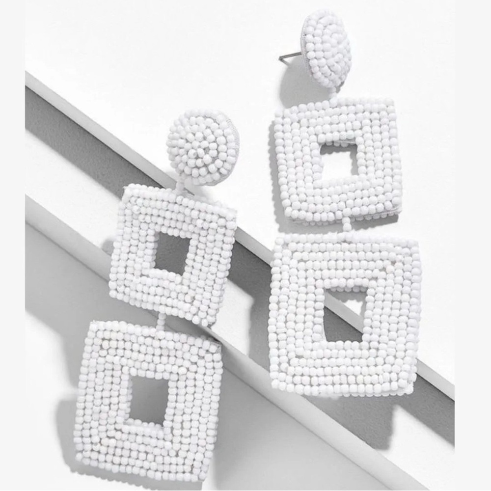 BaubleBar White Square Beaded Earrings